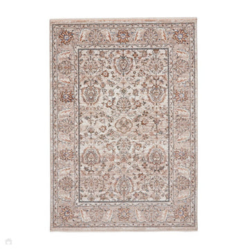 Vintage 35027 Traditional Distressed Koum Floral Vine Border Soft-Touch Beige/Brown/Cream/Blue Rug-Think Rugs-Rug Love - The Most Loved Rug Store